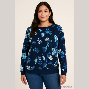 Style & Co. Navy Blue Floral Sweatshirt